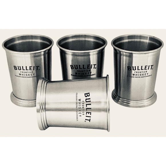 Set of Four (4) NEW Bulleit Frontier Whiskey Mint Julep Bourbon Cups -Aluminum - Picture 7 of 7